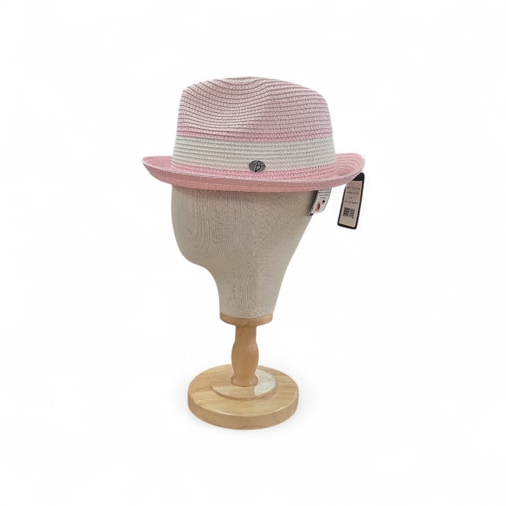 BRUNO CAPELO DANTE SEMI-CRUSHABLE FEDORA PINCH FRONT SNAP BRIM PINK WHITE DA220 - Picture 2 of 5